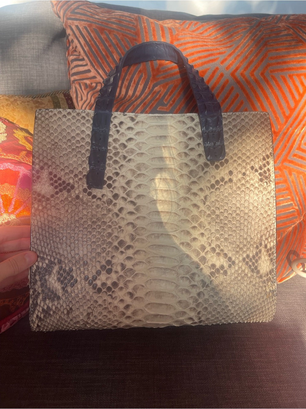 SILVANO BIAGINI Authentic Python leather with Alligator leather handle